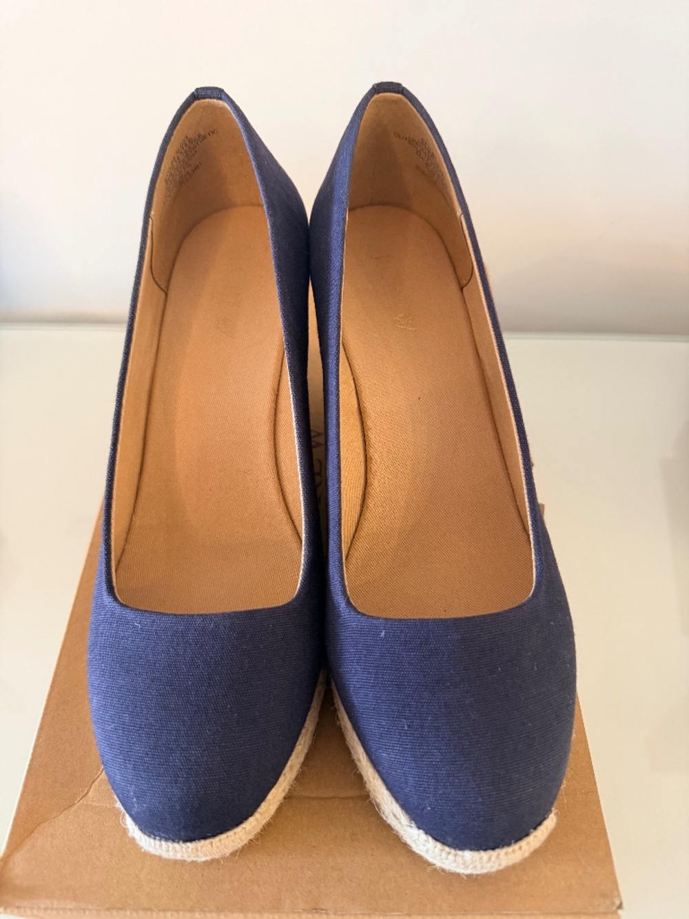 J.Crew Navy canvas espadrille wedges